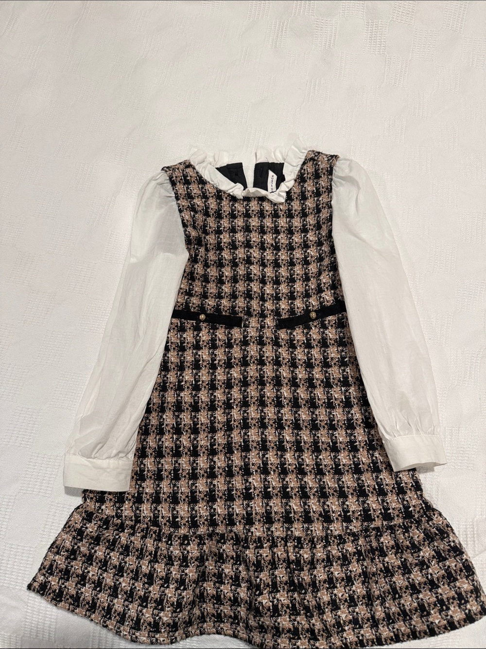 Janie and Jack size 6 Beige and Black Houndstooth Dress